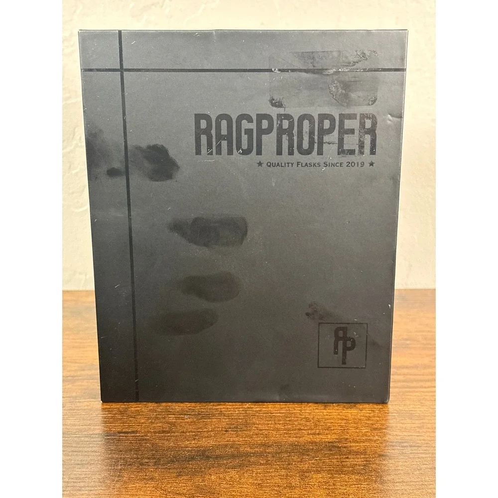 Rag Proper Modern Glass Hip Flask 100ml Charcoal Grey Silicone Sleeve Funnel Set